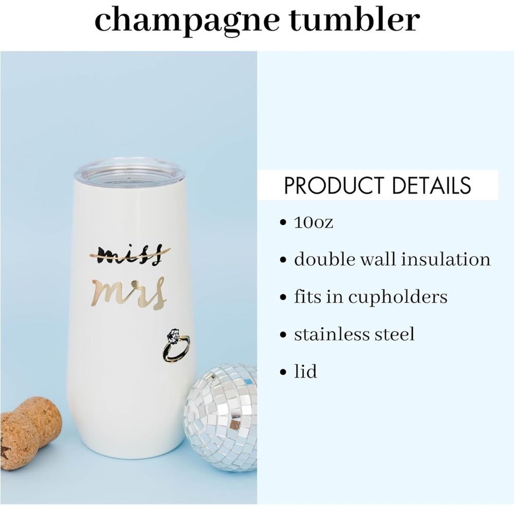 NWT Kate Spade 10oz Stemless Stainless Steel Champagne Flute with Lid - Picture 2 of 4